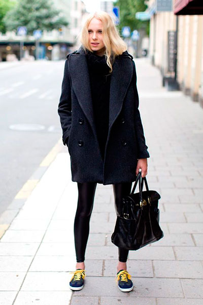 Women’s pea coat and bag
