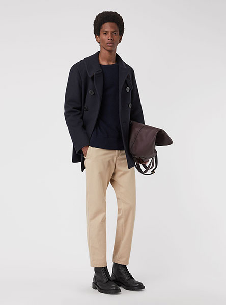 Men’s Pea coat and high boots