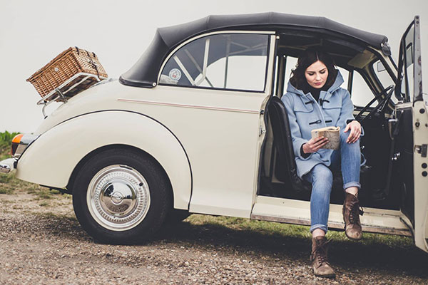 Women’s duffle coat and high boots